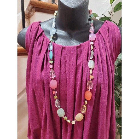 M.S.S.P Women's Purple Viscose Round Neck Sleeveless Knee Length Dress Medium - Picture 10 of 11